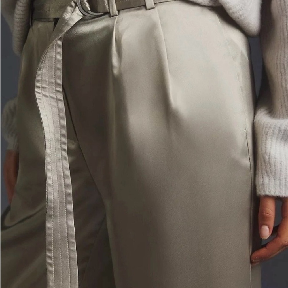 Maeve Satin Jogger Pants in Cream - Picture 2 of 7